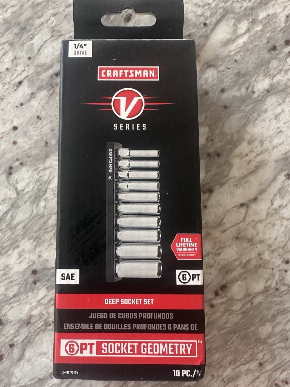Craftsman V‑Series 1/4” Drive SAE Deep Socket Set (10‑pc)